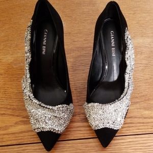 Gianni Bini Crystino Bondi Black Sequined Pumps